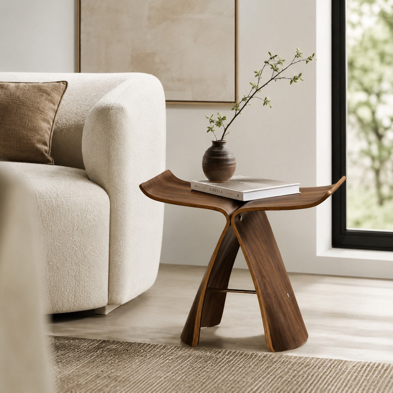 Modern Scandinavian Coffee Table Bench Wood-Based with Stainless Steel Legs Adjustable Design | ribuella