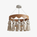 FringeAura Boho Tassel Chandelier - Large Hand-Tied Cotton Fringe Pendant