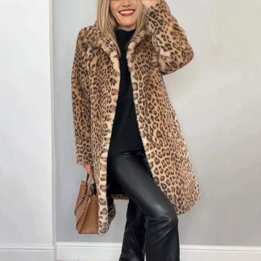 Manteau Mi-Long Imprimé Léopard
