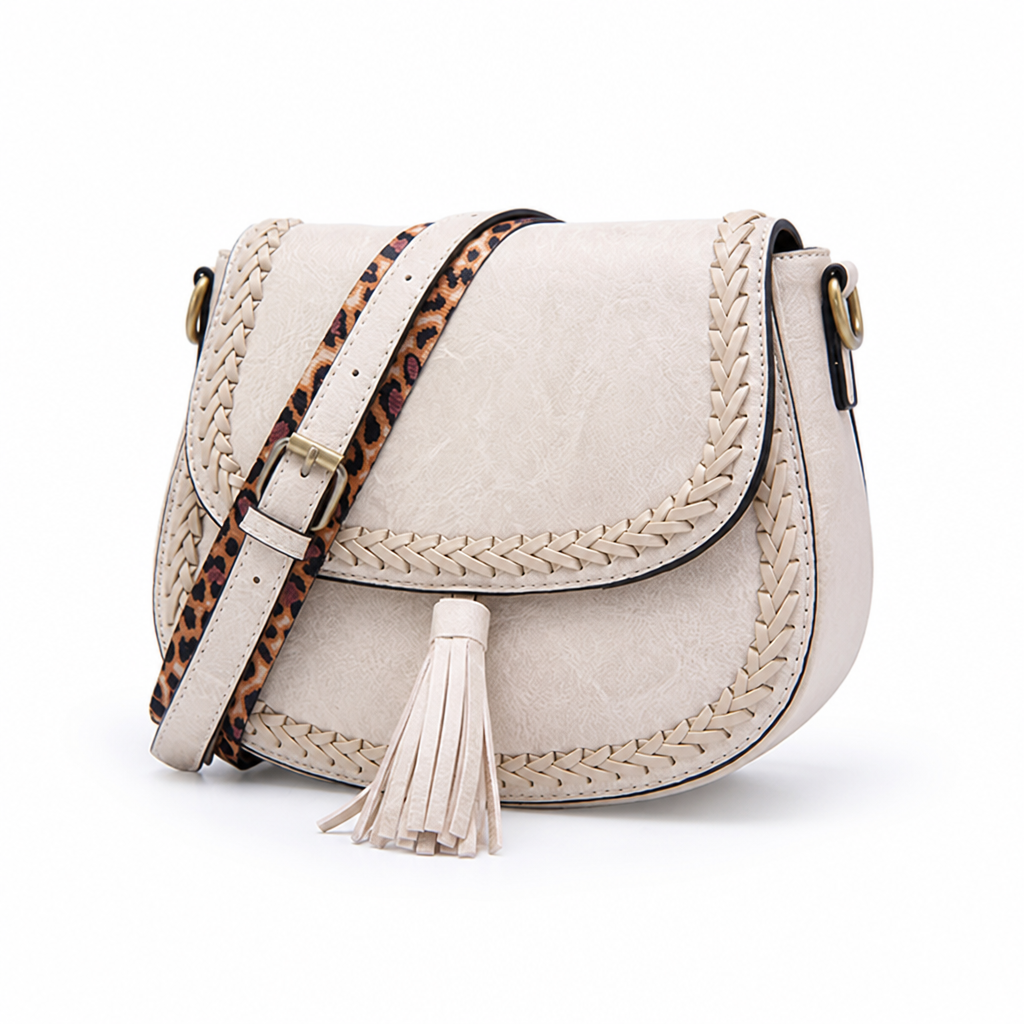 Vegan Leather Tassel Saddle Bag (Adjustable Strap) | ribuella