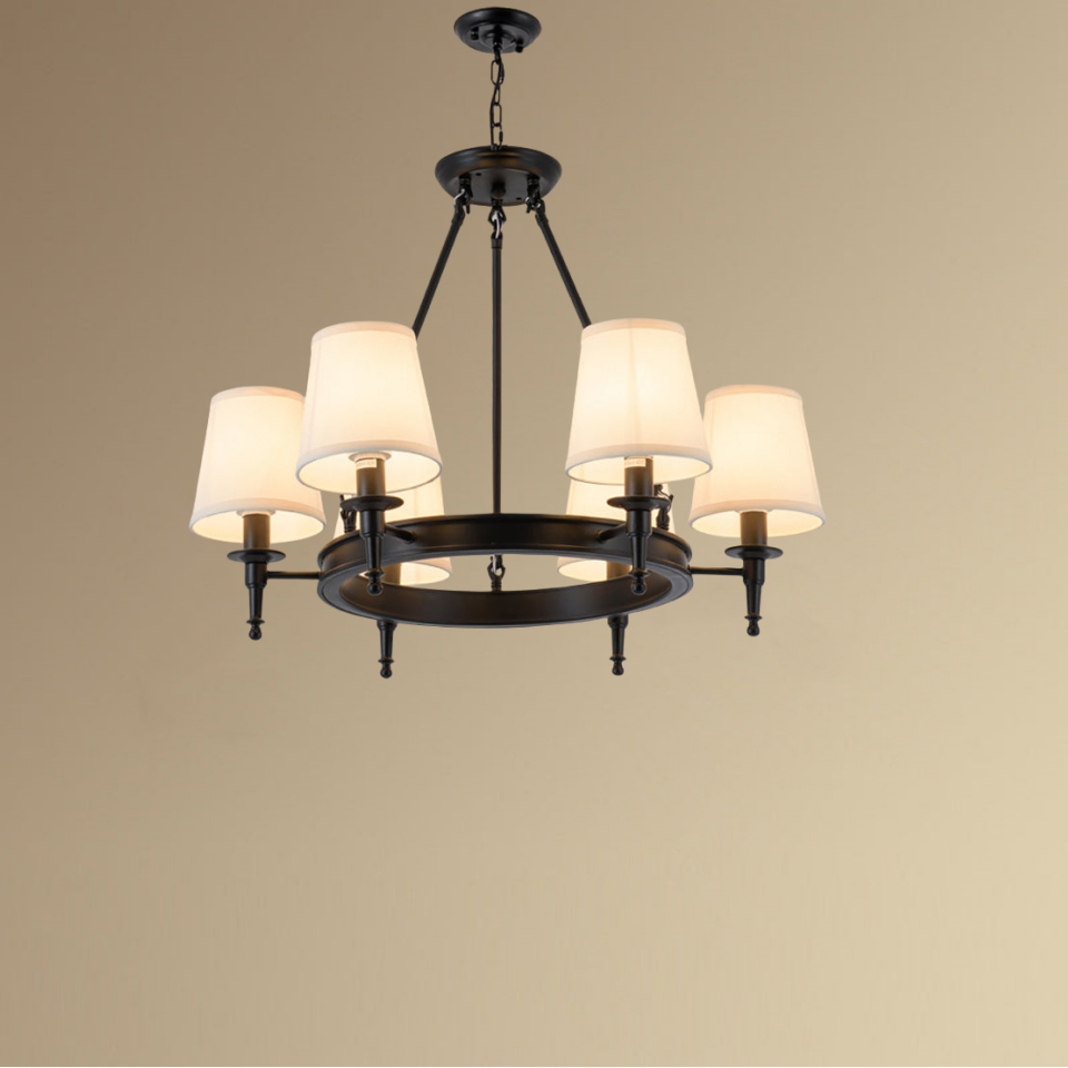 Silva vintage Ring Metal/Fabric Chandelier, Black/Copper - Neutralighting