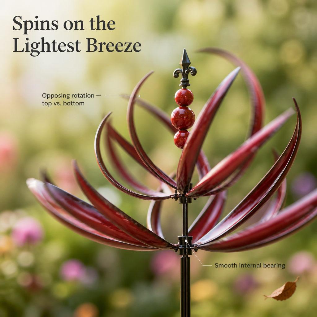 SereniWind | See the Softest Breeze Unfold a Gently Turning Metal Lotus | ribuella