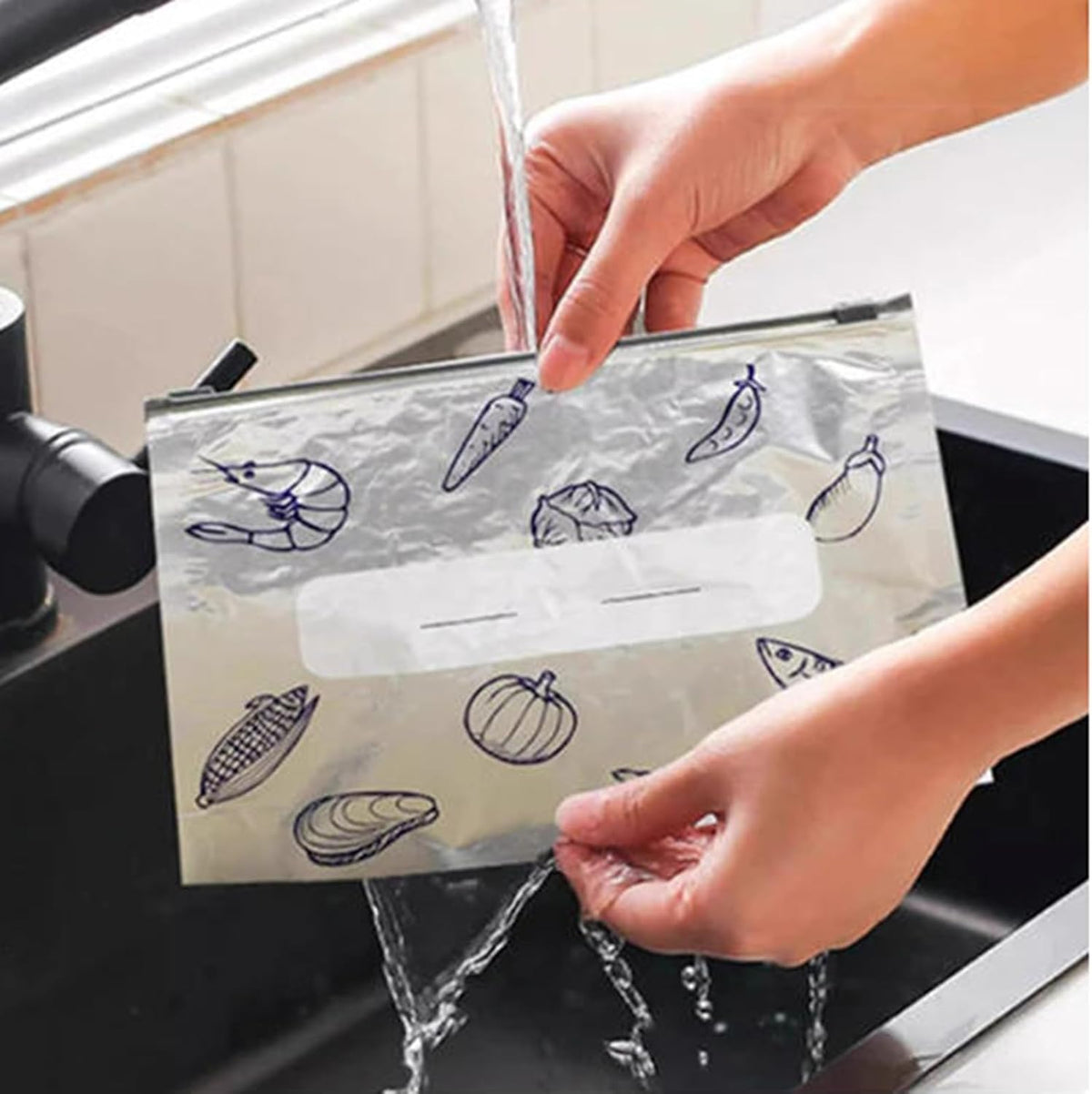 Set of 20 Reusable Aluminum Zip Closure Bags – Resealable Up to 200 Uses | ribuella