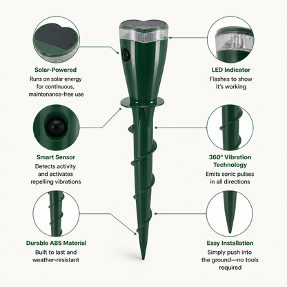 TerraGuard | Quiet Solar Power That Banishes Moles and Revives Your Garden’s Glory | ribuella