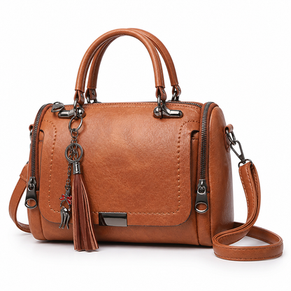 Vegan Leather Convertible Satchel Handbag (Tassel Charm) | ribuella
