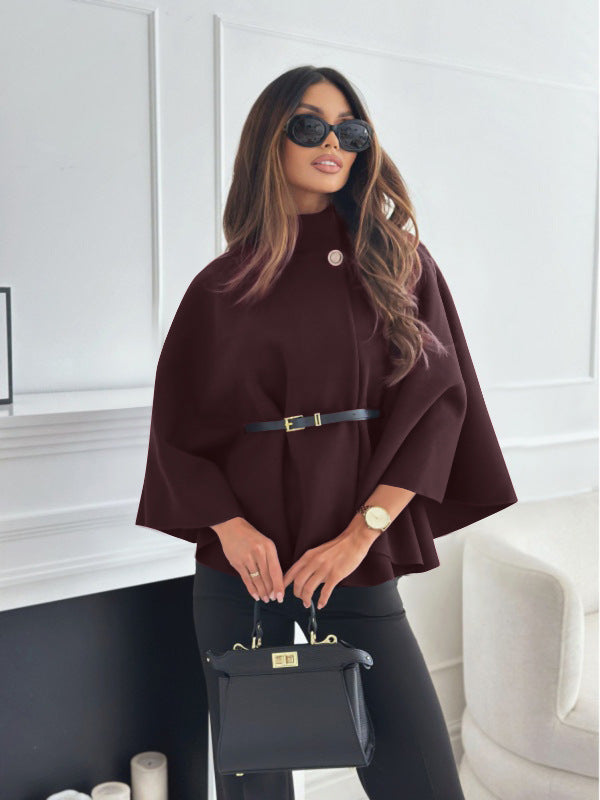 Poncho Col Montant Ceinturé