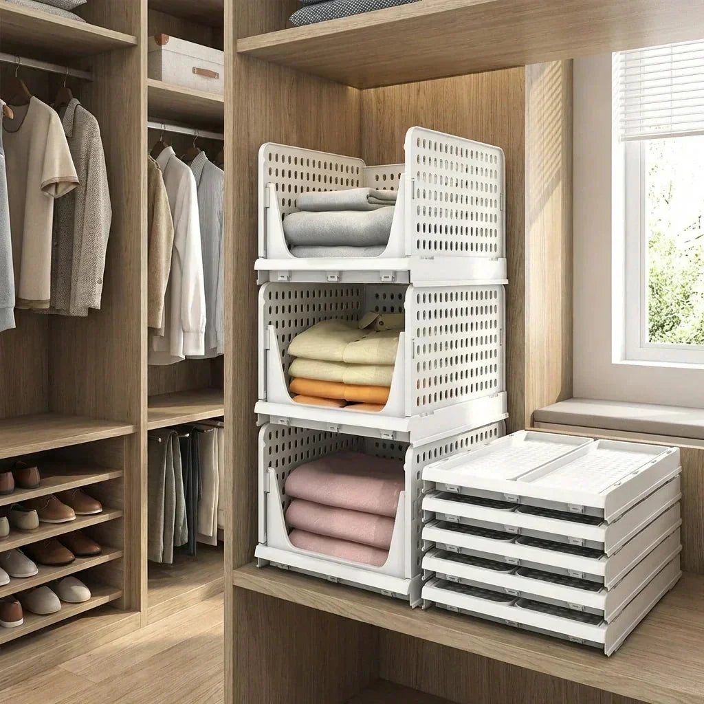 Stabelbar garderobeorganisator i 3 niveauer af holdbar plast | ribuella