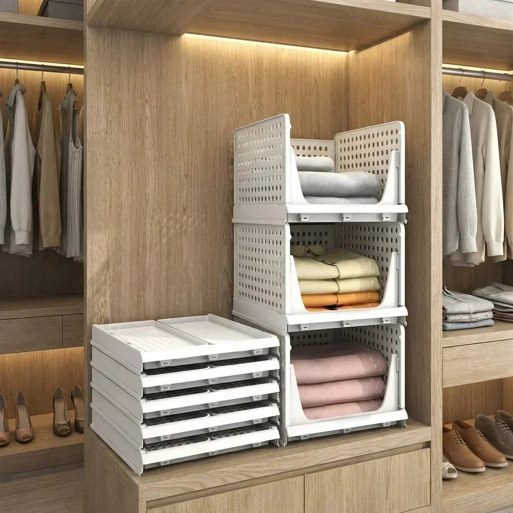 Stabelbar garderobeorganisator i 3 niveauer af holdbar plast | ribuella