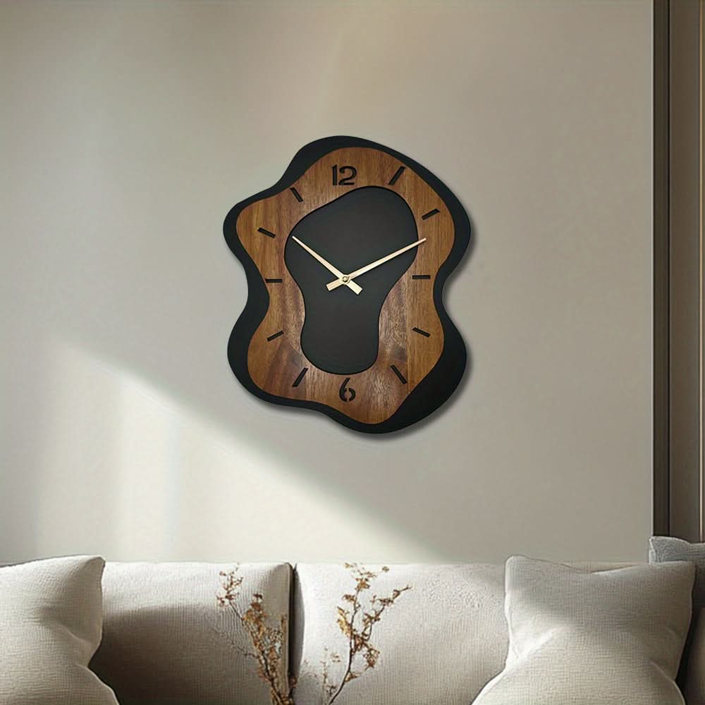Unique Wooden Wall Clock with Irregular Design and Battery Operated | ribuella
