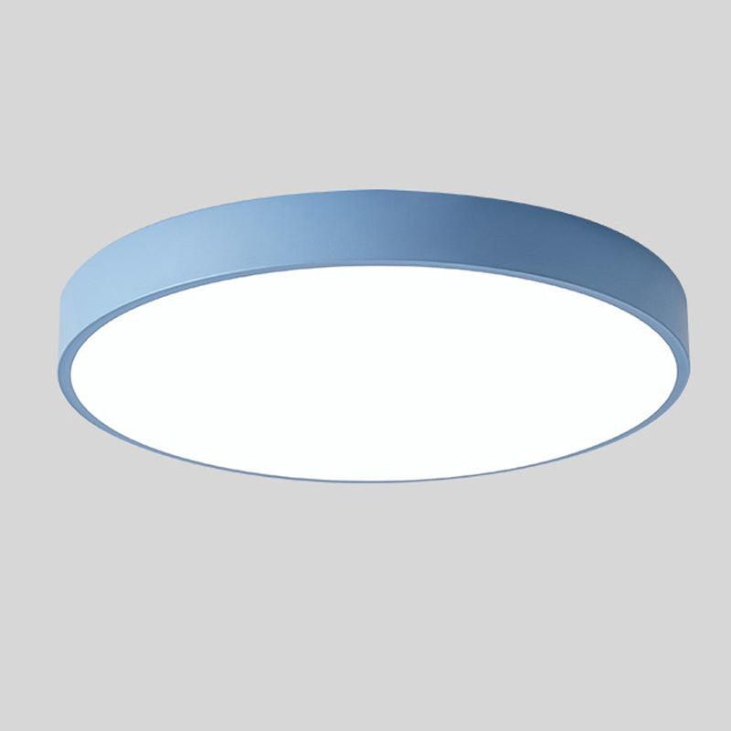 Luz de teto redonda fina, silhueta moderna e minimalista e brilho ambiente suave e quente
