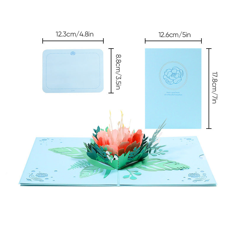 3D-pop-up-kort till mors dag med blommotiv, minnessak och detaljerad blommande design