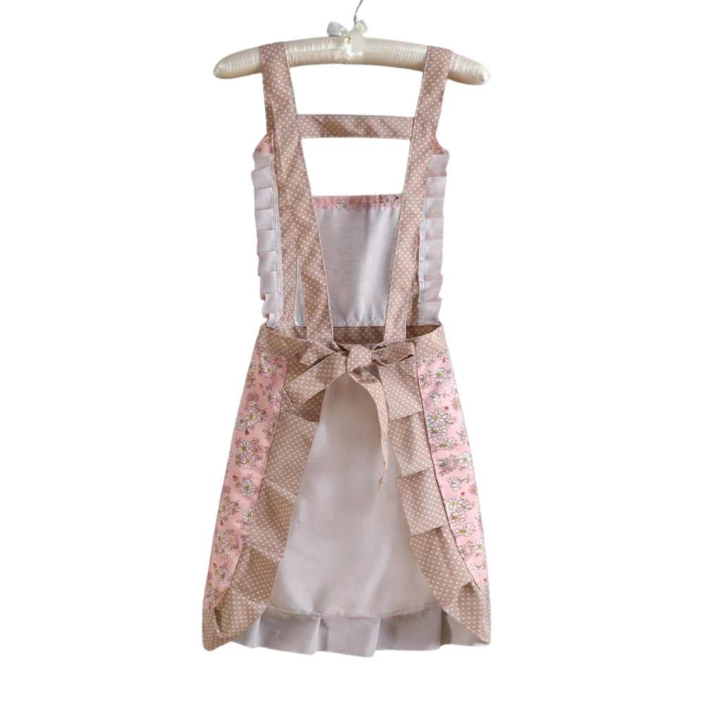 Elegant Floral Design Cooking Apron - Adjustable Waist Tie