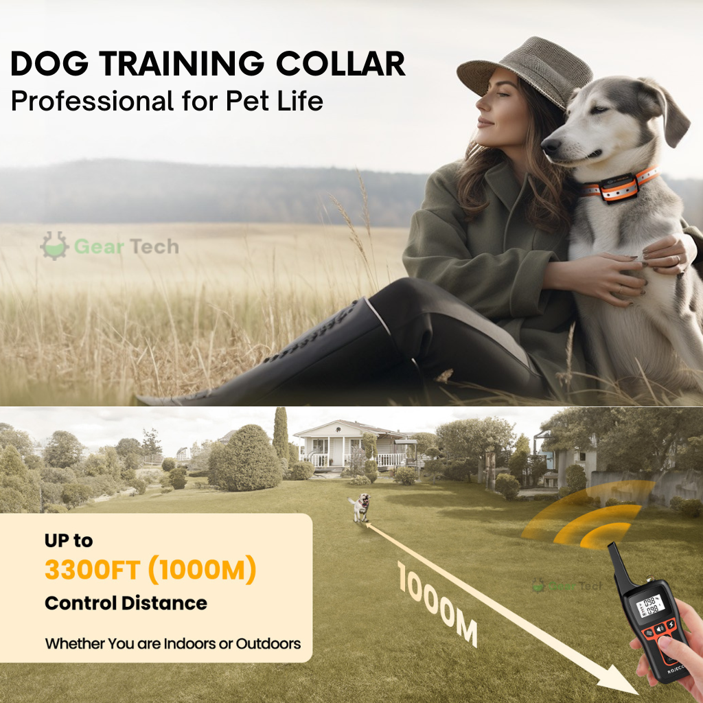 Collier de dressage pour chien étanche à longue portée, trois modes de commande
