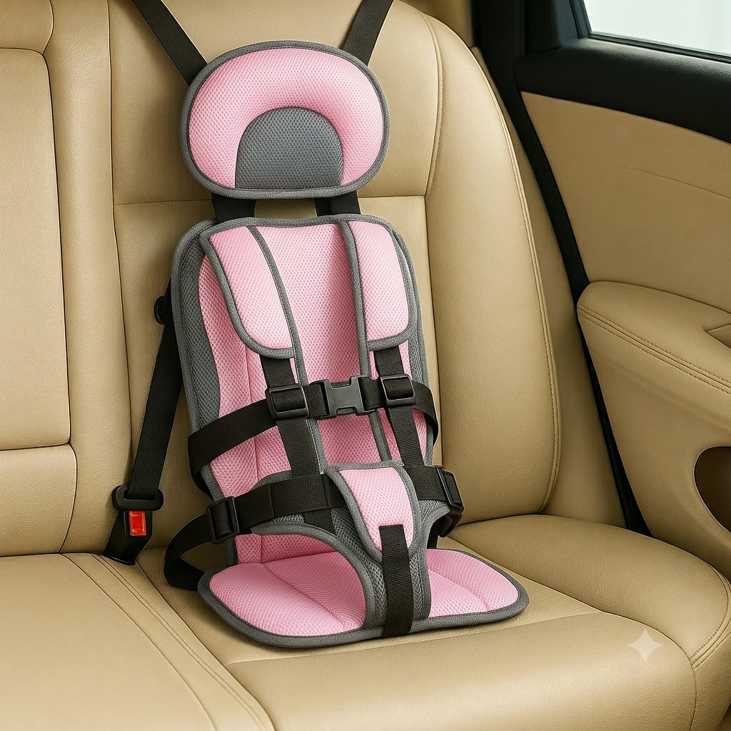 Portable Compact Kids Travel Booster Seat Adjustable Safety Belt
