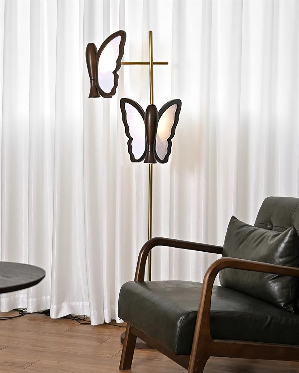 Galileo Butterfly Floor Lamp Sculptural Twin Wing Design Gold Finish Stand