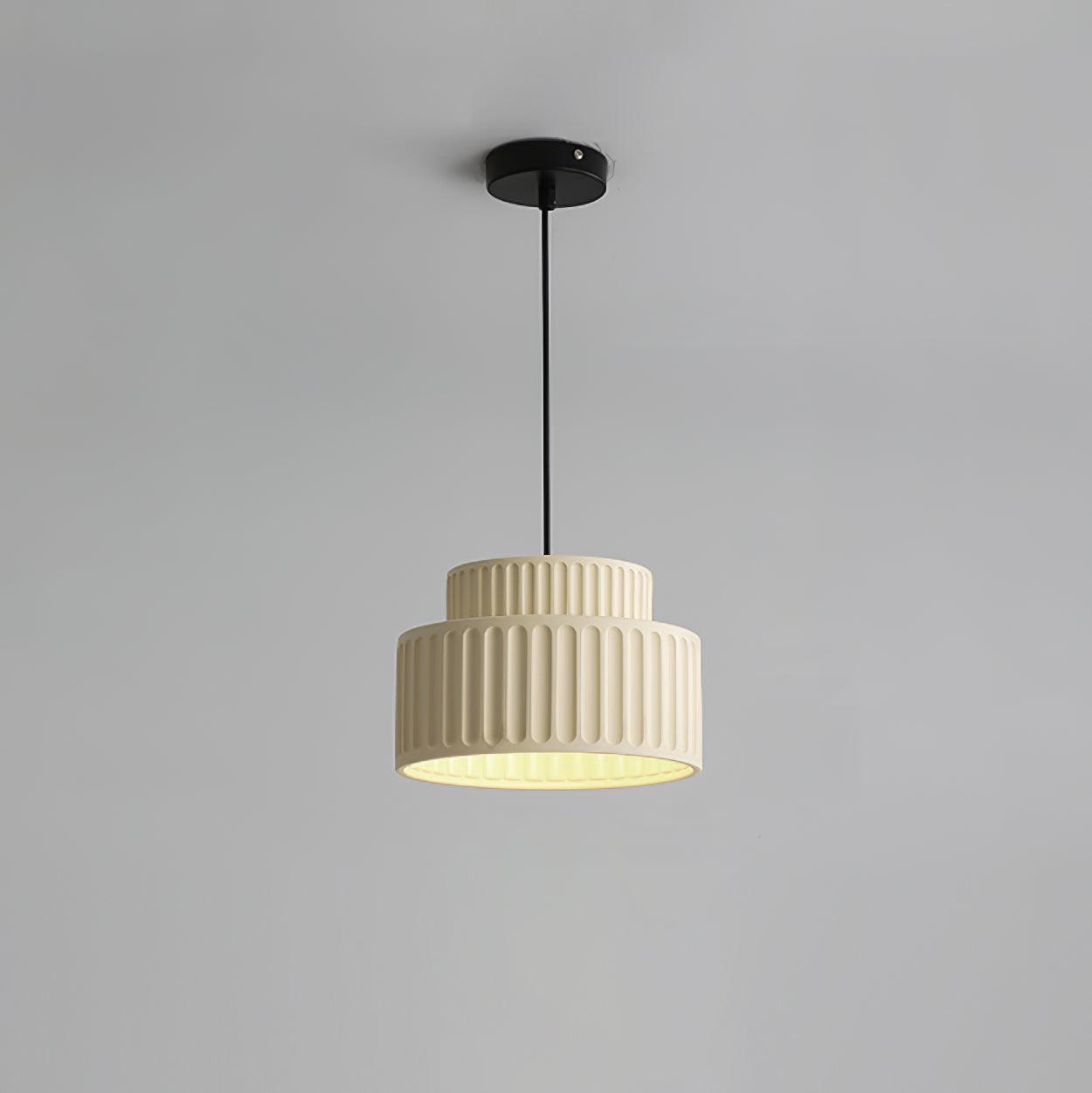 Fluted Resin Drum Pendant Light, Nordic Minimalist Textured Shade