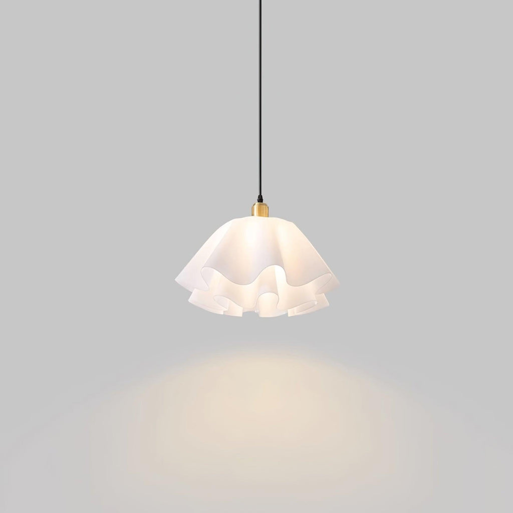 Gailon Pleated Pendant Lamp, Brass And White Finish, 30 Cm And 40 Cm Sizes