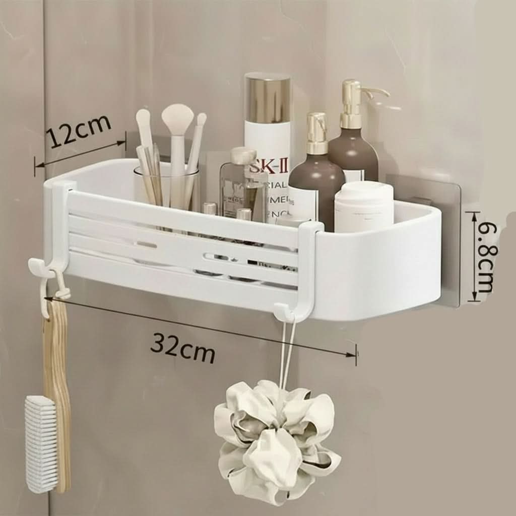 Self-Adhesive Aluminum Shelf Organizer for Bathroom Storage | ribuella