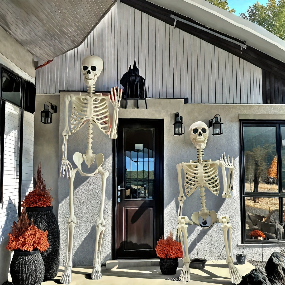 Stojąca scenografia w postaci ruchomego szkieletu na Halloween, wysokość 5.5 ft