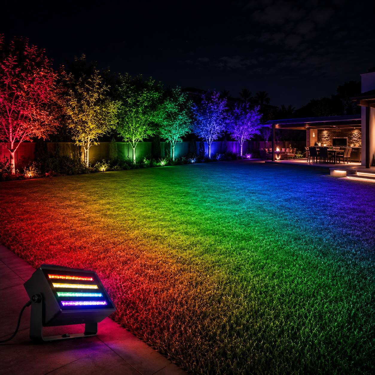 Modern Outdoor Flood Light Wall Mounted Aluminum RGB LED Waterproof 48W 72W | ribuella