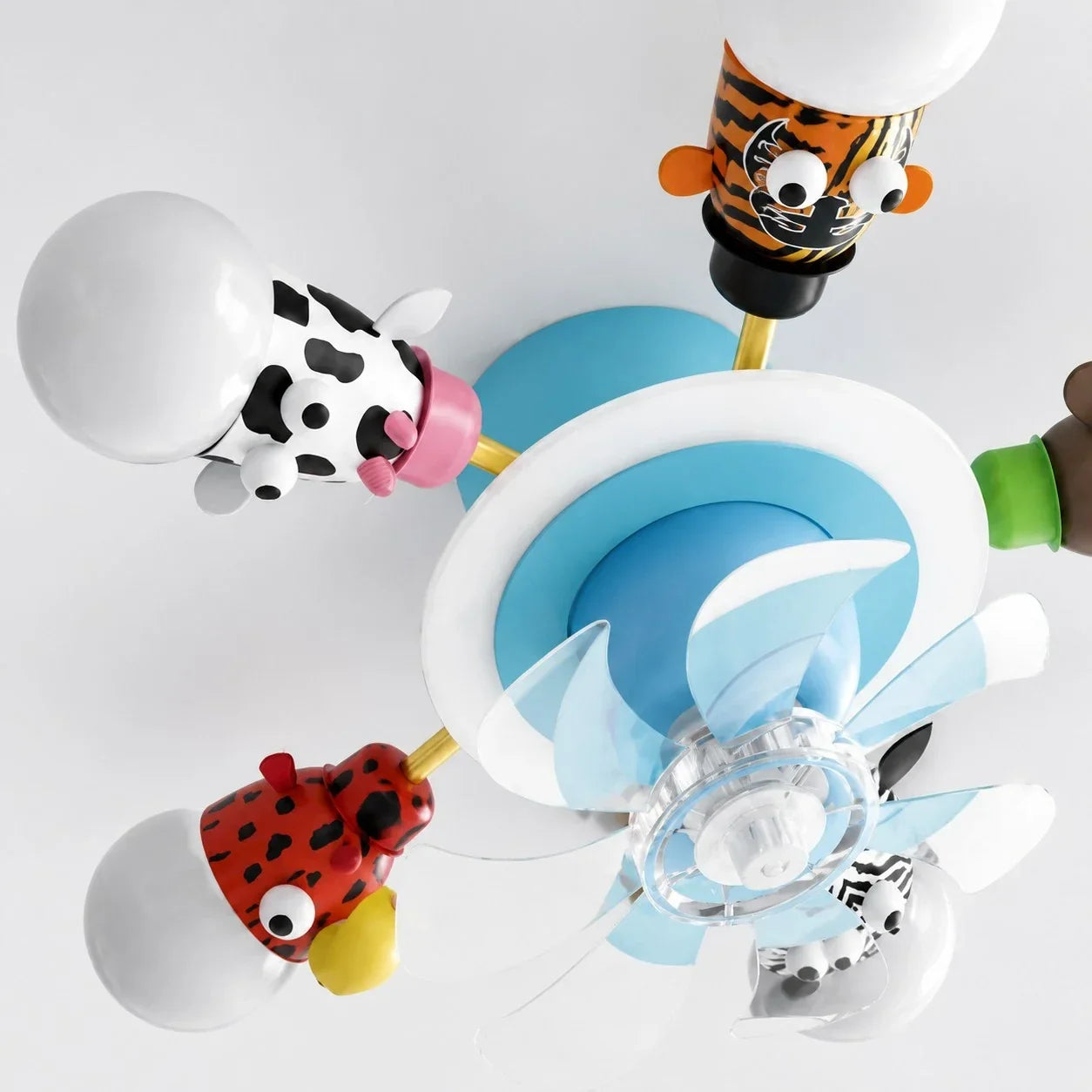 Kids Animal Ceiling Fan Light - Full-Spectrum Lighting, Globe Shades, Transparent Blades