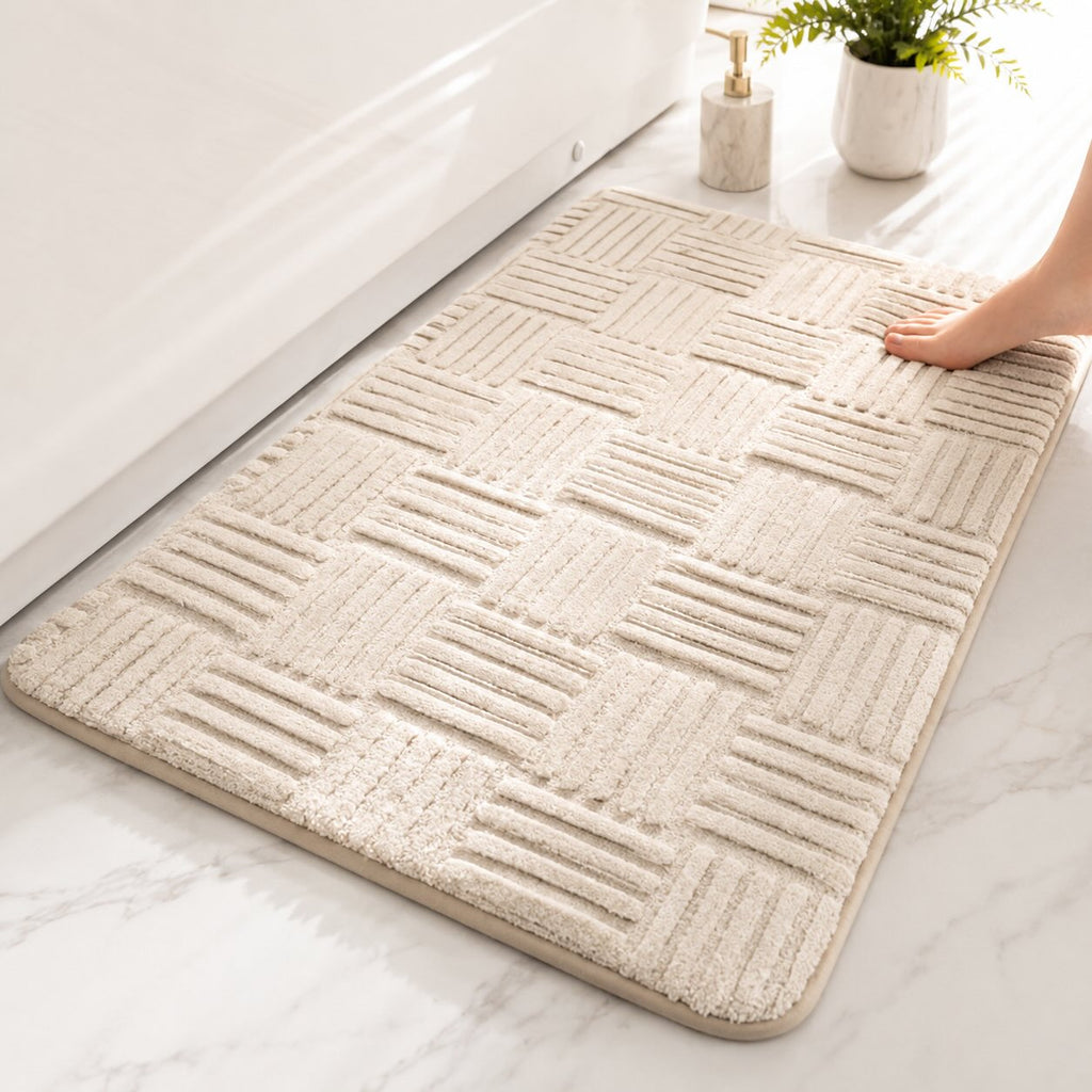 Modern Non-Slip Bath Mat Thick Microfibre Water-Resistant Bathroom Rug for Enhanced Safety | ribuella