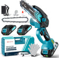 TimberCut 6-Inch Cordless Mini Chainsaw, LED Light, 21V Battery