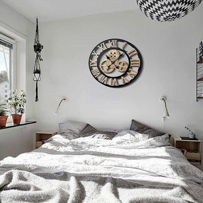 Stylish Industrial Gear Clock with Silent Mechanism | ribuella
