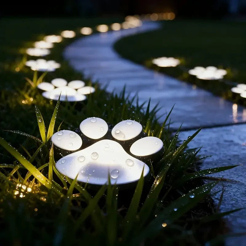 Solar Paw Print Path Light - Warm Night Glow And Rechargeable Via Sunlight