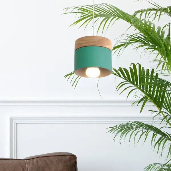 Suspension moderne Valentina en forme de boîte, structure en métal et bois pour ampoule E27