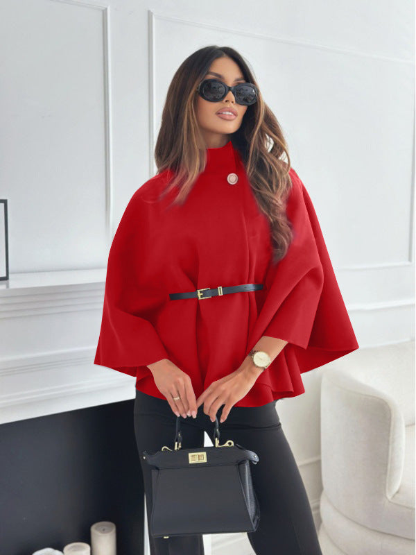 Poncho Col Montant Ceinturé