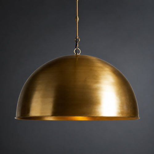 Large Modern Bronze Dome Pendant Light Adjustable Metal Hanging Fixture for Kitchen Island Dining Room | ribuella