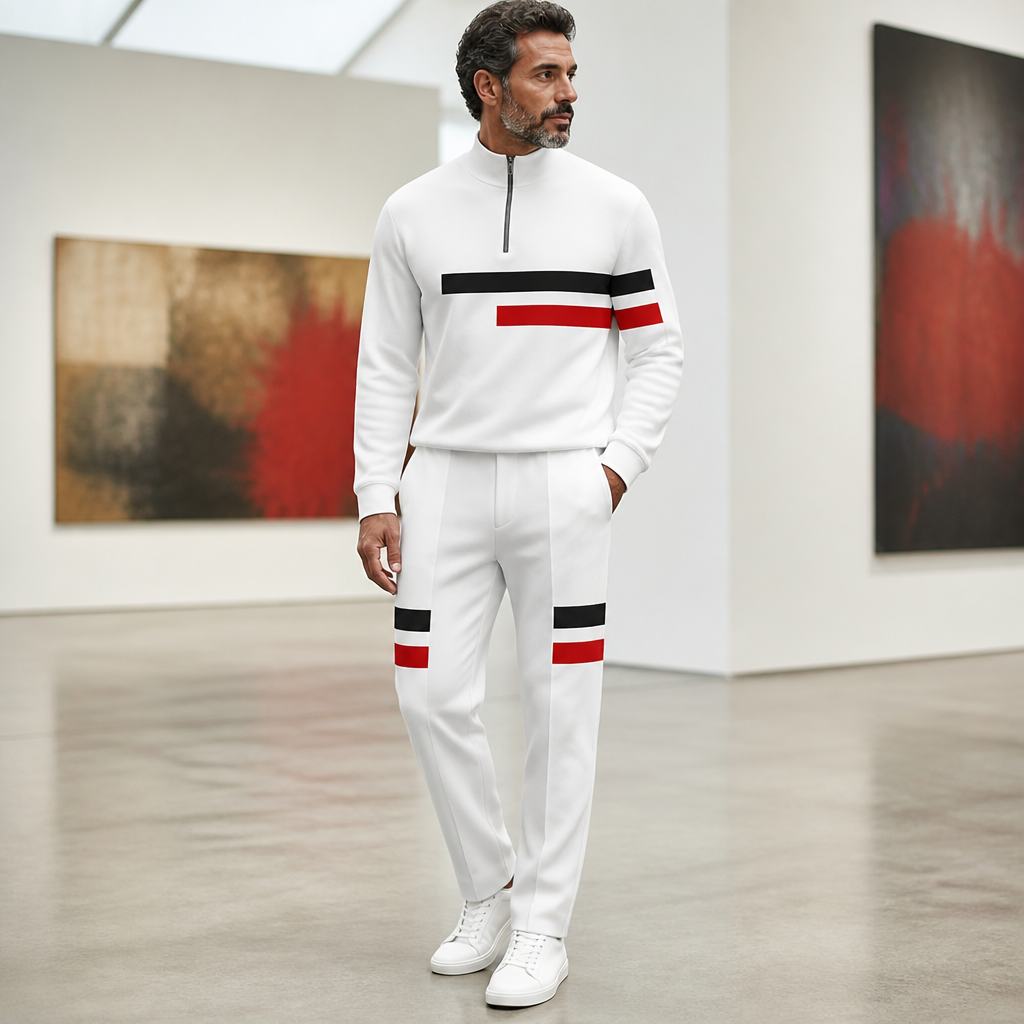 RevitaFit – Striking Color-Block Two-Piece Set with Half-Zip Mock Neck | ribuella
