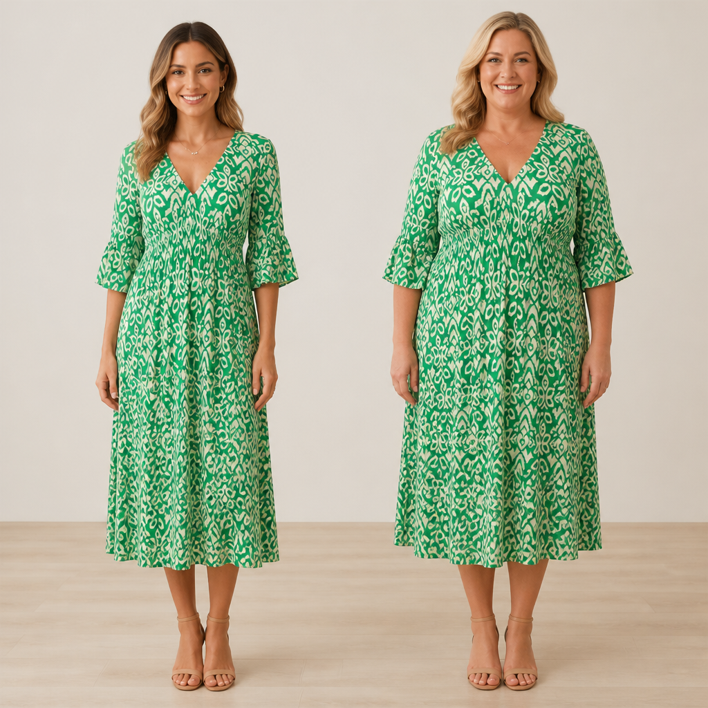 Serenelle Floral V-Neck Dress | Abrace as suas curvas com confiança natural durante todo o dia | ribuella