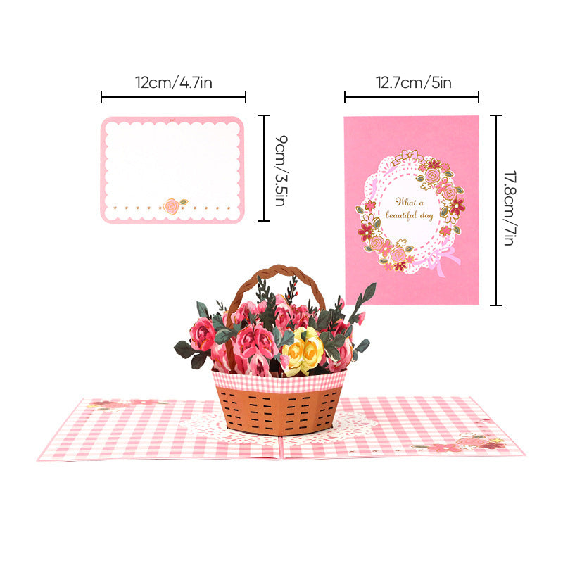 3D-pop-up-kort till mors dag med blommotiv, minnessak och detaljerad blommande design