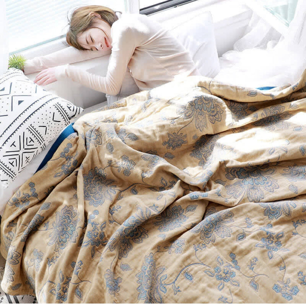Elegante manta floral, cobija transpirable y confortable para todas las estaciones