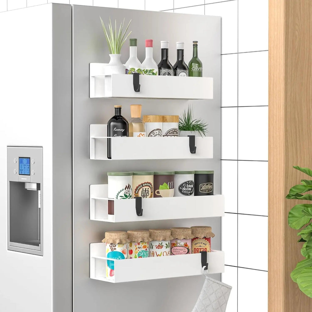Organizador de especias - 4 piezas, magnético – con recubrimiento en polvo - Instalación sin taladro - KitchenDock | ribuella