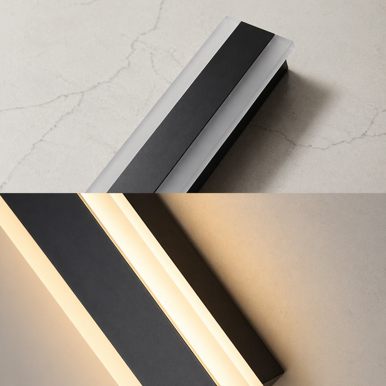 Dimmbare wasserdichte IP65-LED-Außenwandleuchte aus Aluminium, Streifenschirm, Schwarz | ribuella