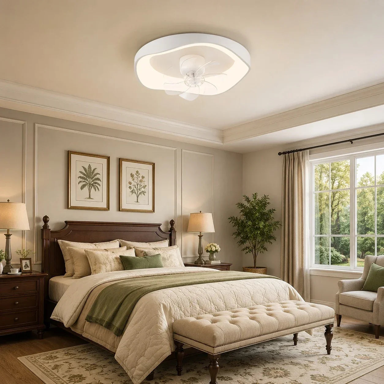 Full Spectrum Eye-Care Ceiling Fan Light — Compact Low Profile Design