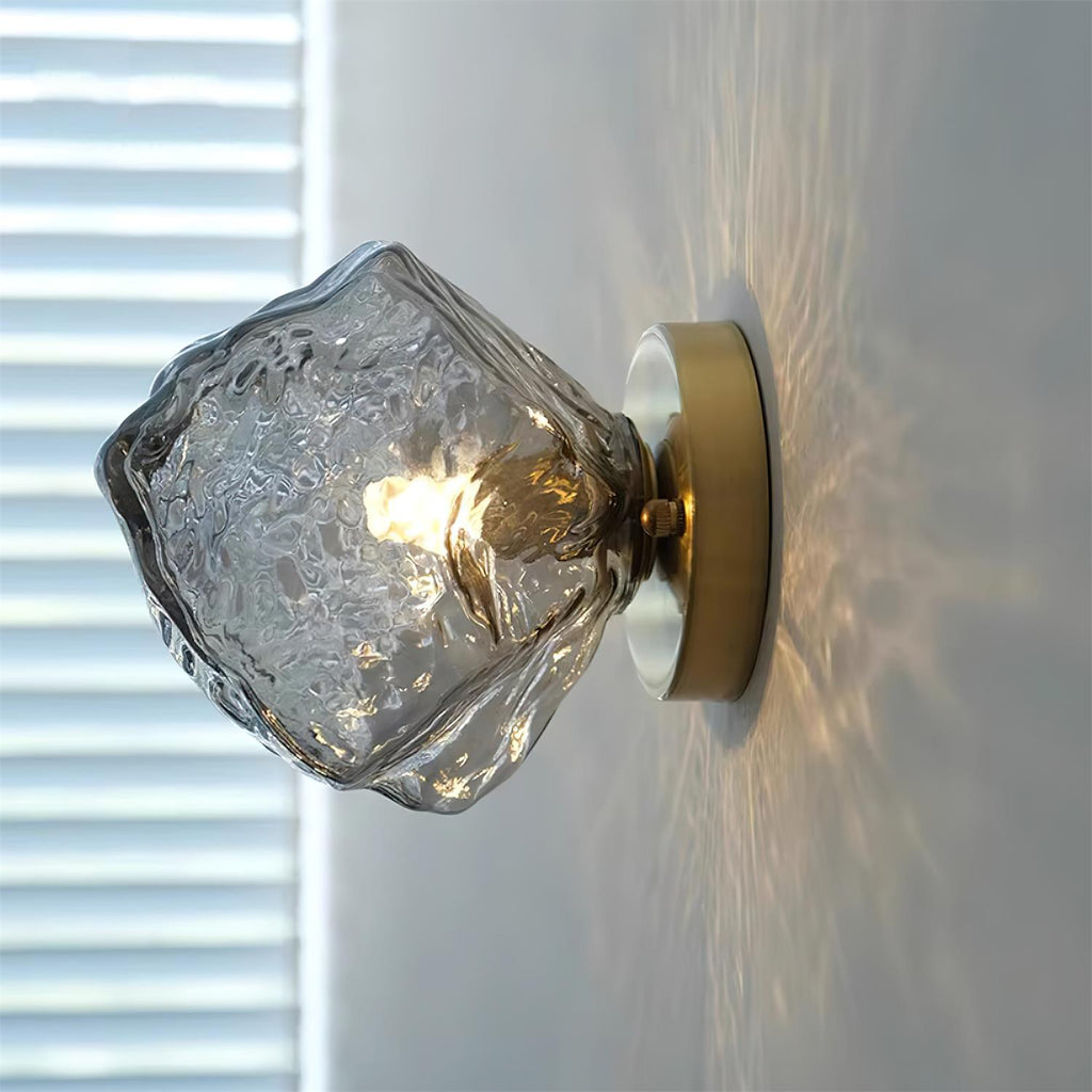 Forte Wall Lamp, Irregular Silhouette Shade, Hardwired Lighting, Gold Amber Smoke Gray