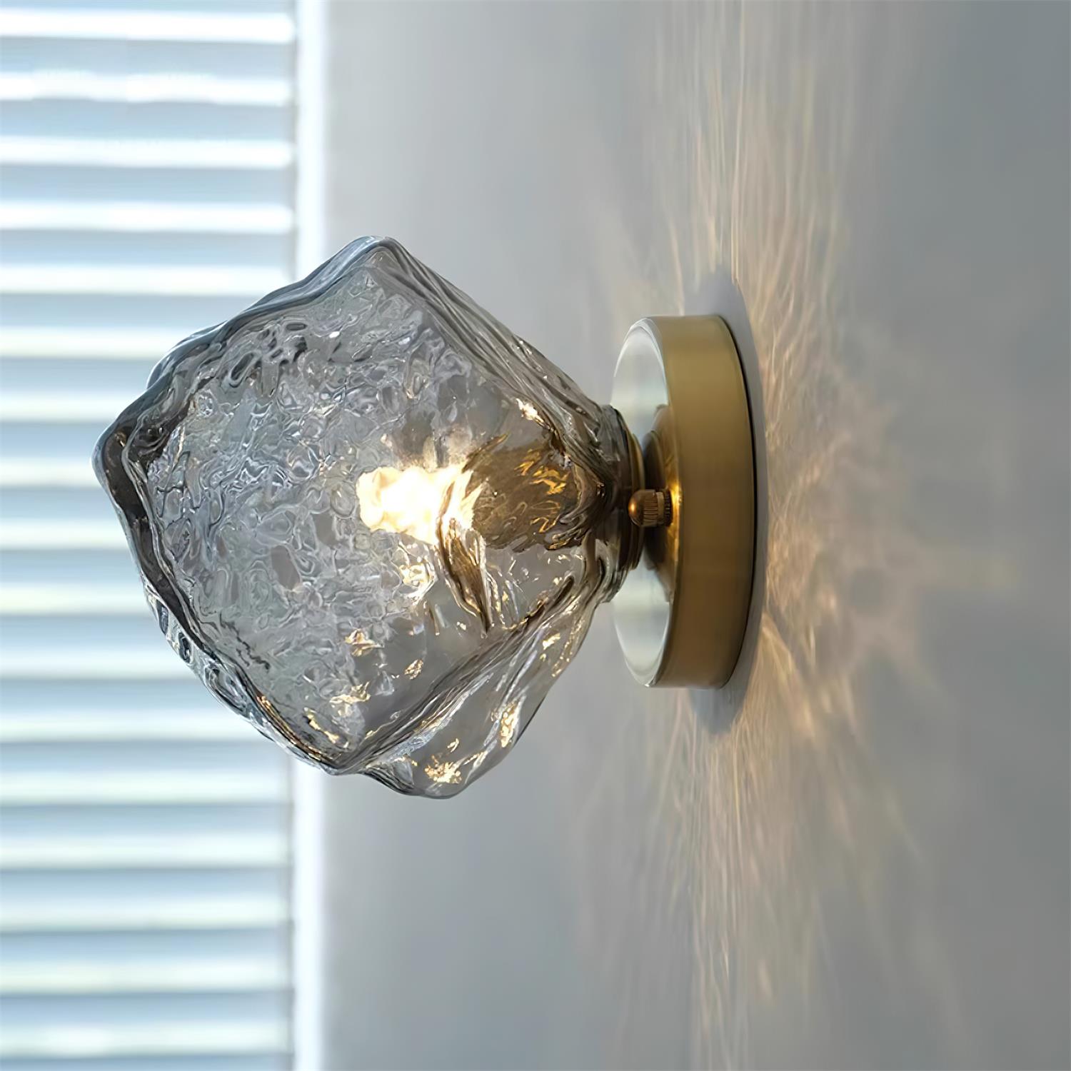 Forte Wall Lamp, Irregular Silhouette Shade, Hardwired Lighting, Gold Amber Smoke Gray