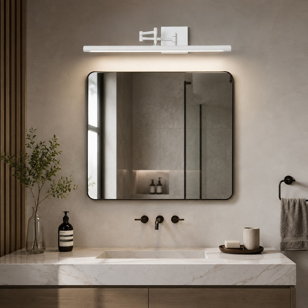 Moderne schwarze Bad-Wandleuchte für den Waschtisch, verstellbare Metallleuchte zur Wandmontage mit 20-W-LED | ribuella