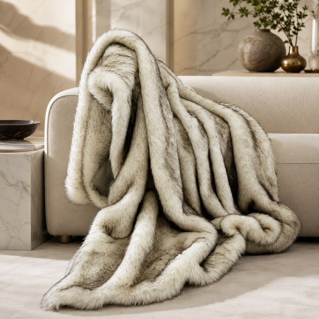 Luxury Faux Fur Throw Blanket Soft Plush Cover for Sofa Car Thickened Warm Winter Use | ribuella