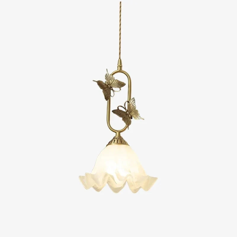 Vintage French Copper Butterfly Pendant Lamp