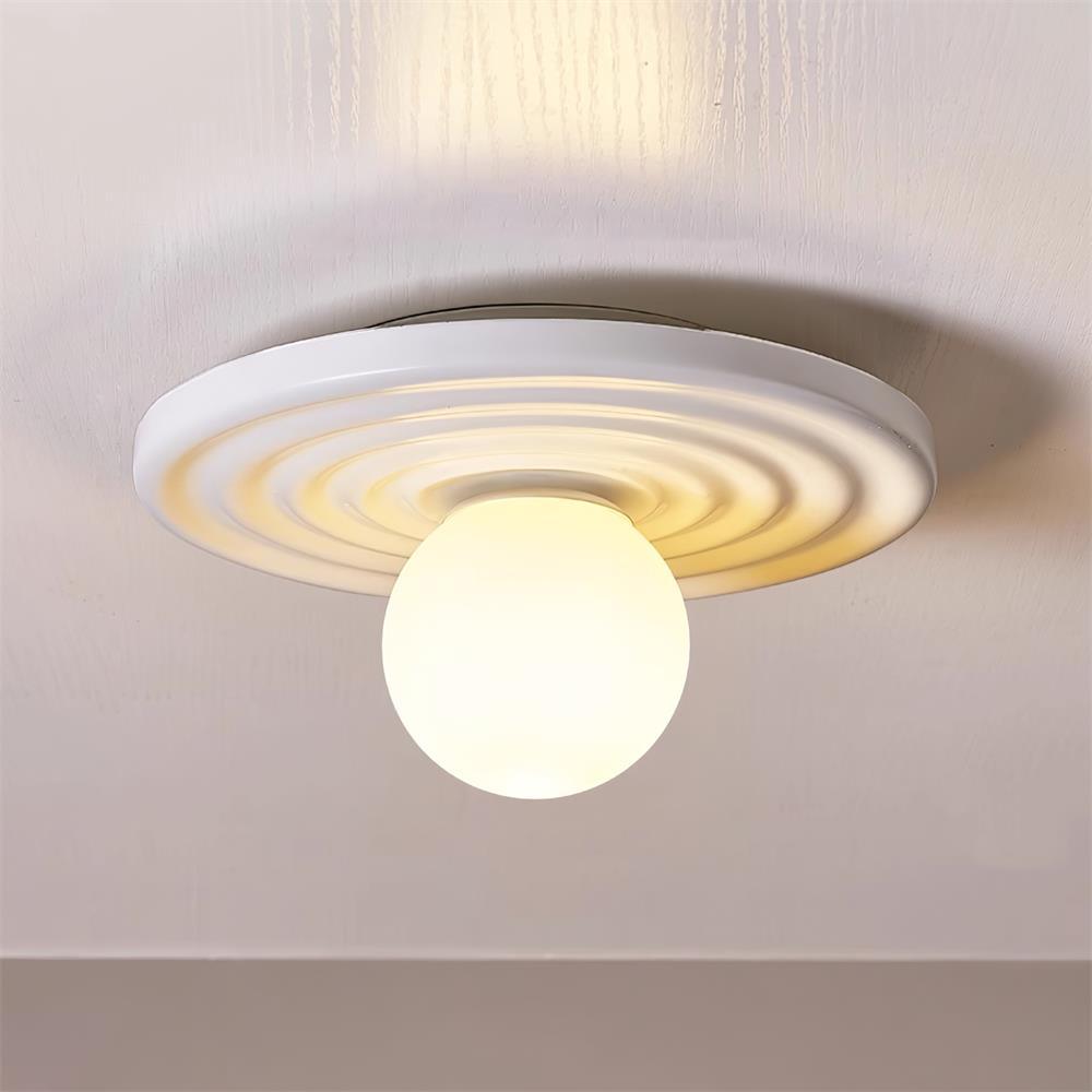Francie Ceiling Light, Circular Disc Shape, Wabi Sabi Details, Warm Ambient Glow