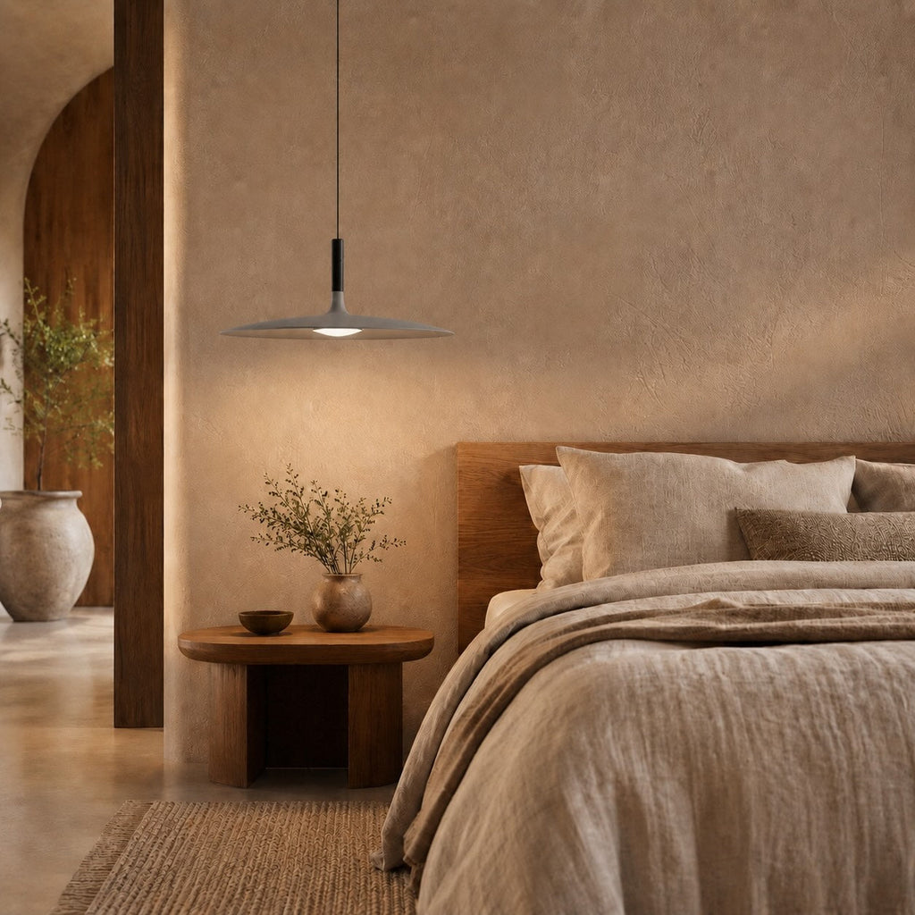 Modern Pendant Light Hanging Fixture in Concrete with Dimmable LED for Kitchen Island Lighting | ribuella