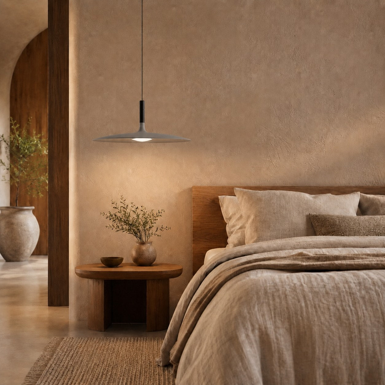 Modern Pendant Light Hanging Fixture in Concrete with Dimmable LED for Kitchen Island Lighting | ribuella