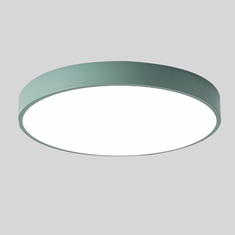 Luz de teto redonda fina, silhueta moderna e minimalista e brilho ambiente suave e quente