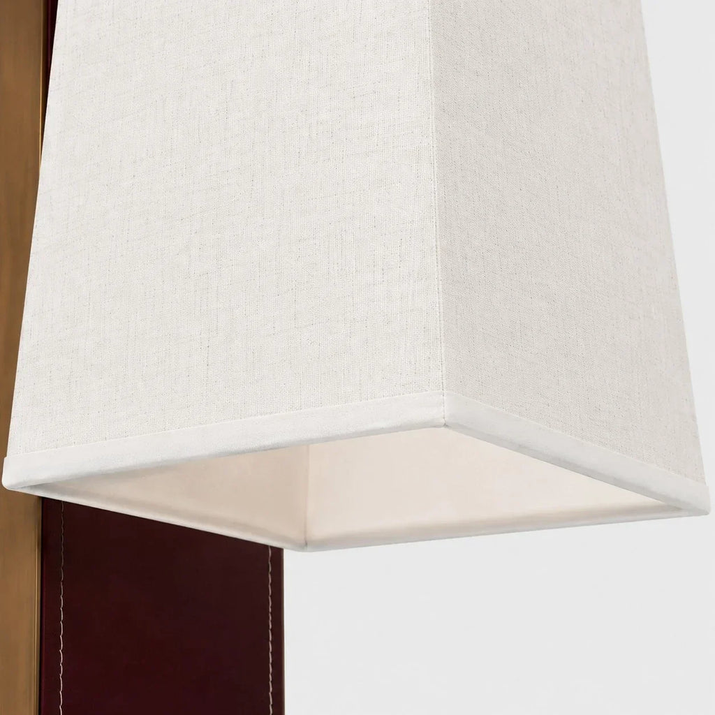 French Vintage Wall Sconce Wine Red Backplate And White Fabric Shade