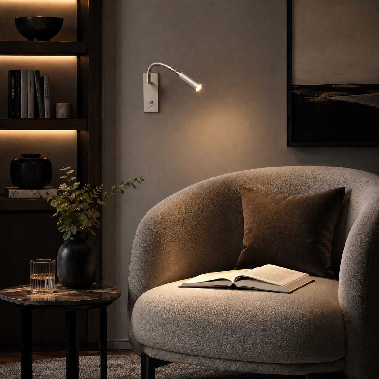 Industrial Wall Light Adjustable Gooseneck Aluminum Integrated LED Task Lamp 3000K Warm White | ribuella